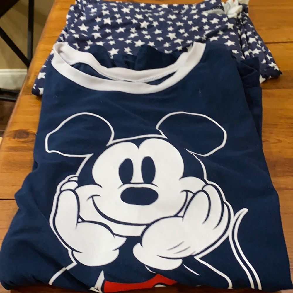 Disney Top w/ Flannel Drawstring Bottom